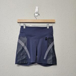 Athleta Allyson Felix Shorts XS Navy High Rise Bike Shorts Athletic Reflective